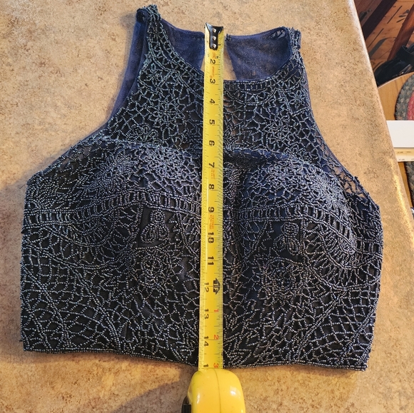 Sherri Hill 2 Piece Navy Blue Gown Size 8 - Picture 5 of 11